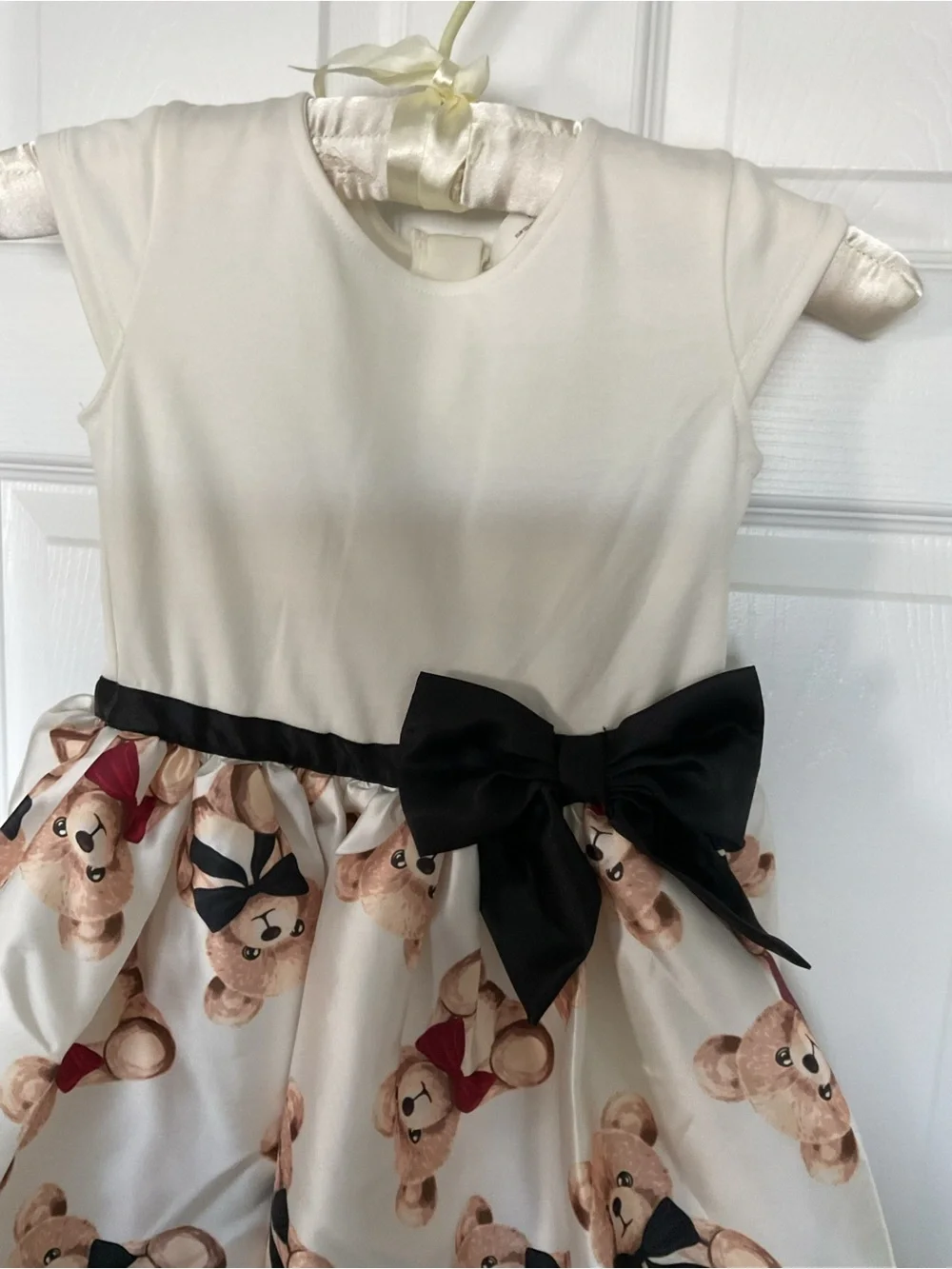 H&M Girls Cream & Black Teddy Print Party Dress New 6X-7